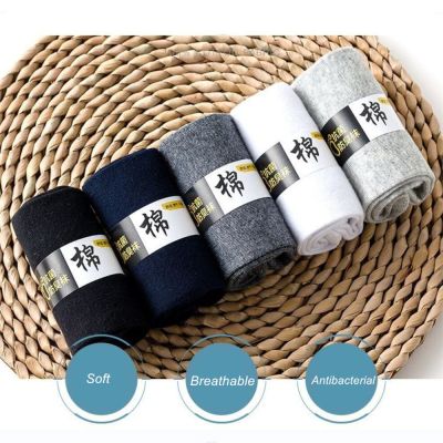‘；’ 10 PAIRS Socks For Business Men 100 % Cotton Mid Tube Sweat Absorbing Large Socks Summer Solid Color Mid Calf Sokken