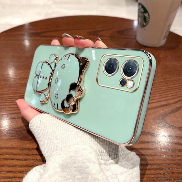 folding-makeup-mirror-phone-case-for-oppo-reno-7-pro-5g-reno-7se-5g-case-fashion-cartoon-cute-cat-multifunctional-bracket-plating-tpu-soft-cover-casing