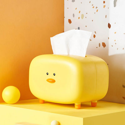 Easybuy88กล่องทิชชู่ลายเป็ดกล่องใส่ผ้าเช็ดหน้าผ้าขนหนูกระดาษสีเหลืองน่ารักสำหรับใช้ในห้องน้ำบนโต๊ะ