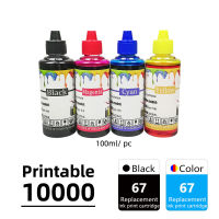 100ml Inks Black Color Compatible for HP 67 Ink Refill Kits ENVY 6052 6055 6058 6066 6067 6069 6072 6075 6078 Printer