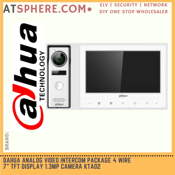 Dahua Analog Video Package Set 4 Wire 7" TFT Display 1.3MP
