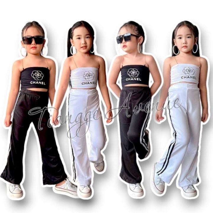 CHANEL CHAIN TOP AND BELL PANTS SET FOR KIDS 1 TO 9 YRS OLD