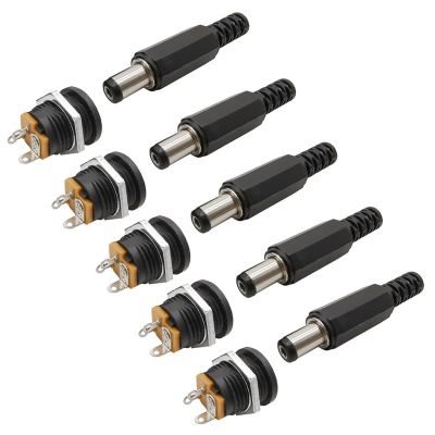 5.5 x 2.1mm DC Connectors 12V 5.5*2.1mm DC Power Supply Male Plug Female Socket Jack Nut Panel Mount Adapter Connector  Wires Leads Adapters