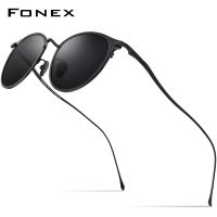 FONEX แว่นกันแดดแฟชั่นแท้ผู้ชายวินเทจคุณภาพสูงแว่นตากันแดดโพลาไรซ์กลมสำหรับผู้หญิง T8509เฉดสี UV400ย้อนยุคใหม่