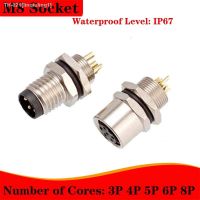 ◈✲ M8 3P 4P 5P 6P 8 Pin Waterproof IP67 Aviation Male Female Fixed Socket Front Panel Rear Panel Lnstall Cable Welding Connector