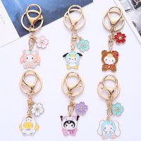 Creative Sanrio Hello Kitty Kuromi Mini Alloy Cartoon Keychain Cute Cinnamoroll Charm Jewelry Student Backpack Pendant Toys Gift