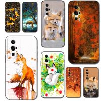 Cute Case For Xiaomi POCO F5 Pro 5G k60 K60PRO Silicon Phone Back Cover Black Tpu Case Fox autumn leaves