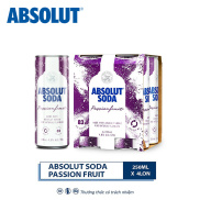 LỐC 4 LON ĐỒ UỐNG CÓ CỒN HƯƠNG CHANH DÂY PASSIONFRUIT ABSOLUT SODA 250ML