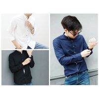 เสื้อเชิ้ตคอจีน ผ้า Oxford by bonne.chance สีพื้น (ใส่โค้ด MANOV50 ลดเพิ่ม 10 )