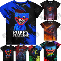 เสื้อยืดแขนสั้น POPPY PLAYTIME พิมพ์ลาย3D สำหรับเด็กผู้ชายและเด็กผู้หญิงเสื้อยืดเด็กเสื้อผ้าเด็กฤดูร้อน