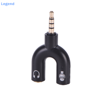 ?【Lowest price】Legend 3.5MM Black STEREO Splitter Audio TO MIC Headset JACK plug Adapter สำหรับโทรศัพท์