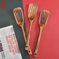 [COD] Manufacturer Korean wooden kitchen utensils frying shovel teak cooking non-stick pan long handle spatula