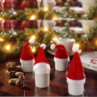 10Pcs Fesyen Mini Krismas Santa Hat Piala Cover Krismas Aksesori Kraf Hadiah Hadiah Hiasan Rumah