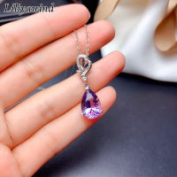 Liliyawind Amethyst Pt950 Chain Water Drop Pear Shape จี้สร้อยคอผู้หญิงเครื่องประดับ