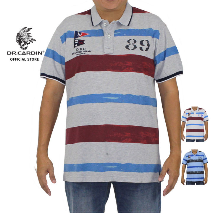 Dr.Cardin BIG SIZE 2XL-5XL Polo Tee BBB001 - Smart Fit T-Shirt (Melange/White/Blue)