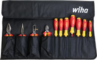 Wiha 32986 Insulated Industrial Pliers/Drivers Set in Roll Out Pouch, 11-Piece Tool Set