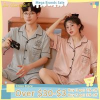 （ใหม่）ชุดนอนฤดูร้อนใหม่ผ้าฝ้ายนุ่มผู้ชาย39; S และผู้หญิงเสื้อผ้าที่บ้าน KawaiiPrinting Pijamas กางเกงขาสั้นชุดนอนสำหรับคู่รัก