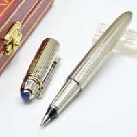 High Quality CT Classic Metal Stripe Signature Pen Unique Twisted Strap Design Blue Gem Top Ballpoint Pens With Series Number Pens