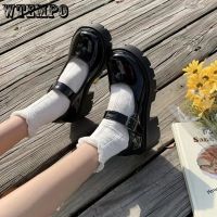 Round Toe Leather Shoes Womens Loafers Sweet British Style Mary Jane Increase Height Thick Sole Buckle Strap Korean Fashion