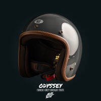 MOTOTWIST หมวกกันน็อคแบรนด์ไทยงานคุณภาพ รุ่น ODYSSEY สีเทา NARDO น้ำตาลเดินด้าย ไซส์ S-XXL