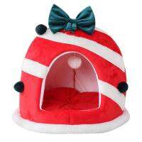 Indoor Cat Cage Christmas Cat Kennels Indoor Red and Green Plush Soft Thickened Decorative Pet Crates for Cattery Kittens Cats Puppies Dogs Home original