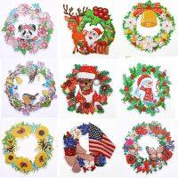 DIY Diamond Painting Wreath Circle Diamond Mosaic Door Home Wall Decor Special Shaped Drill Diamond Embroidery Kit Cross Stitch