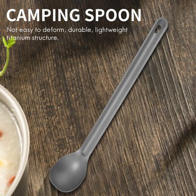 ；‘【； 1Pcs Titanium Spoon 21.5Cm X 3.9Cm Camping Spoon Outdoor Tableware Long-Handled Titanium Spoon