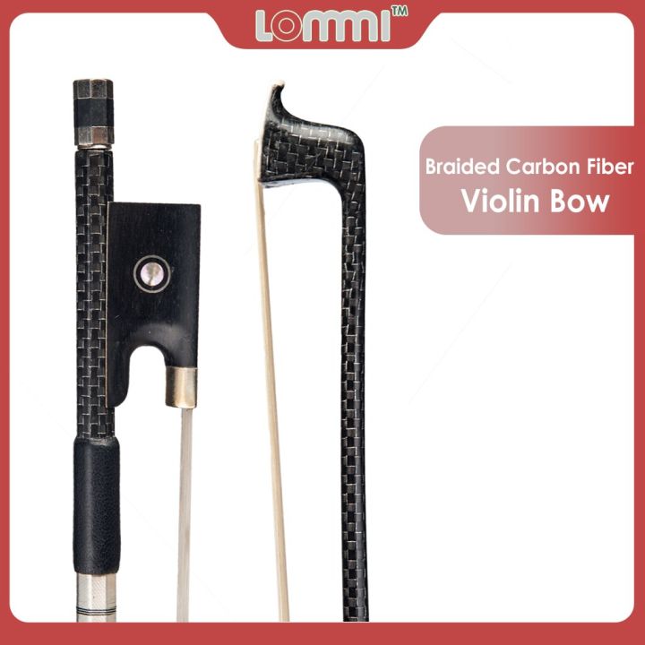 lommi-silver-braided-carbon-fiber-violin-bow-4-4-full-size-ebony-frog-w-parisian-eye-inlay-pure-white-mongolia-horsehair