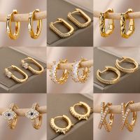 ☫◙✲ FDHTD Hoop Earrings for Gold Plated Earring 2023 Trending New In Jewelry aretes mujer bijoux