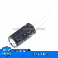 5Pcs 100V 330UF 13*25มม.ตัวเก็บประจุแบบอิเล็กโทรไลติก330UF 100V ความจุ13x25mm