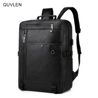 High Quality PU Leather Backpack Men Multifunctional Luxury Urban Bag For Laptop 13.3 Inches Waterproof Anti-theft Rucksack Man