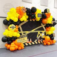 158Pcs Baby Boy Construction Tractor Theme Inflatable Balloons Truck Vehicle Party Decor Yellow Black  Foil Balloons Balloons