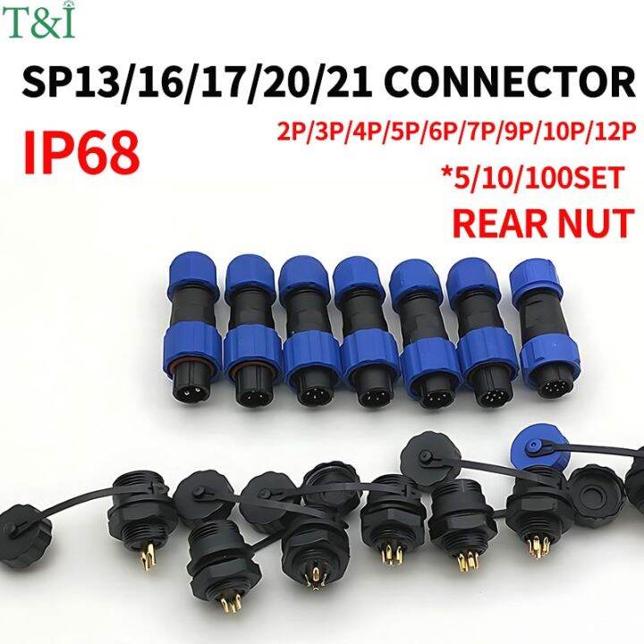 sp13ซ็อกเก็ตปลั๊กขั้วต่อทางอากาศกันน้ำติดแผง2pin-12pin-sp21-sp20-sp17ฝาครอบกันฝุ่นสายเคเบิลไฟฟ้า