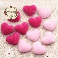 17mm 50pcs Pink/Hot Pink Hairy Velvet Fabric Covered Heart Button Flatback DIY Decoration Buttons Scrapbooking BK1030 Haberdashery