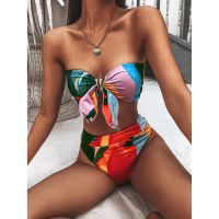 hotx 【cw】 Knot Bandeau 2023 New Swimsuit Swimwear Female Waist Bikinis Set for Bathing Woman