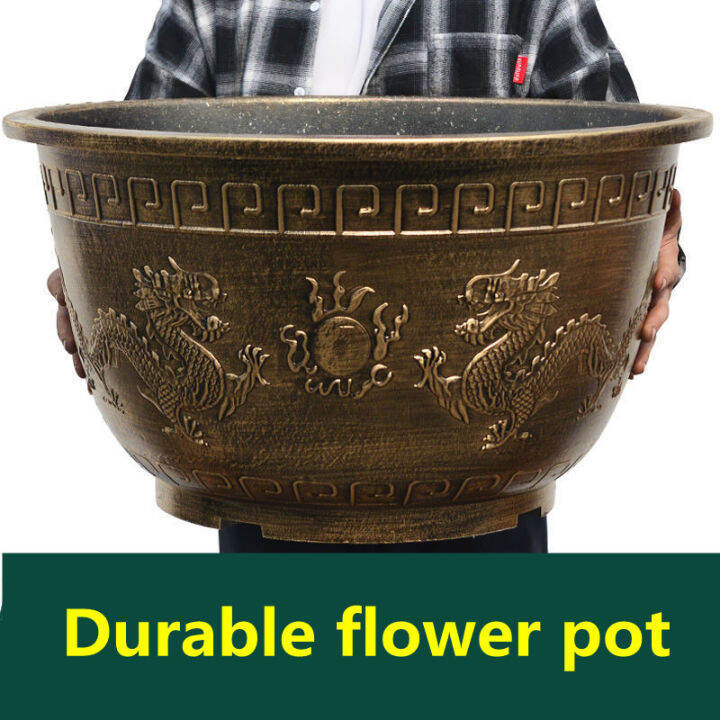 Large large size plastic resin flower pot imitation violet arenaceous