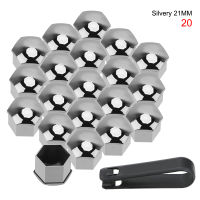 Silver 21mm 20pcs Car Wheel Nut Caps Anti-Rust Dust Proof Bolt Rim Auto Hub Screw Cover Protection Caps