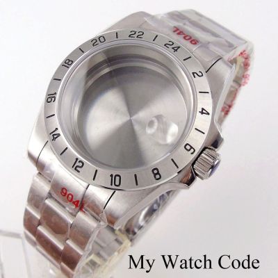 24 Hour GMT Steel Bezel Watch Case For NH34 NH35 NH36 NH38 ETA2824 PT5000 ST2130 MIYOTA DG MINGZHU 904L Bracelet Sapphire