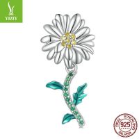 [COD] Ziyuns new platinum-plated fresh daisy hanging beads cute diamond-studded 925 silver beaded accessories BSC648