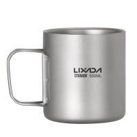 Lixada 550ml Double Wall Titanium Water Cup Tea Cup Coffee Mug for Home Office Outdoor Camping Hiking Backpacking