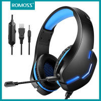 Romoss Gaming Headset พีซี USB 3.5มิลลิเมตรสายหูฟังคอมพิวเตอร์ Gamer หูฟังเสียงรอบทิศทางและ HD ไมโครโฟนสำหรับ PS4 /PS5 /XBOX/แล็ปท็อปพีซี