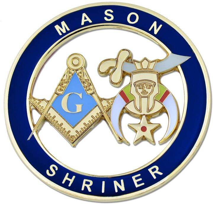 Mason Shriner Masonic Auto Emblem [Blue & Gold][3'' Diameter] Lazada PH
