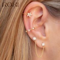 [Han ornaments] ROXI 925เงินสเตอร์ลิงเกล็ดหิมะต่างหูคลิปโดยไม่ต้องเจาะคริสตัล Earcuff เครื่องประดับแฟชั่นผู้หญิงคริสต์มาสต่างหูเกาหลี