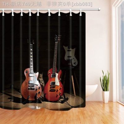 【CW】❈  Music Electric Guitars on Lighted Floor Shower Curtains Polyester Fabric Curtain
