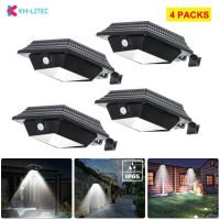 4 PCS PIR Motion Sensor Wall Light Cold White Gutter lights Lamp Outside LED Solar Wall Lamp for Garden Street Yard Security LED Strip Lighting