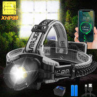 LED XHP99ไฟหน้ากล้องส่องทางไกลซูมไฟหน้า USB ชาร์จหัวไฟฉายธนาคารอำนาจตั้งแคมป์ไฟ IP64จอแสดงผลกันน้ำ