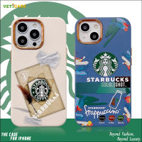 การออกแบบแฟชั่นกาแฟ Star-Bucks Electroplate หนัง3 In 1เคสโทรศัพท์สำหรับ Apple iPhone 14 13 12 11 Pro Max Soft ซิลิโคน Anti-Drop ป้องกันฝาหลังโทรศัพท์มือถือกรณีสีขาวสีฟ้า