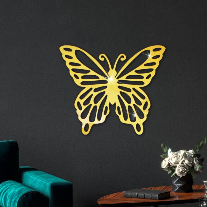 Butterfly Wall Sticker Acrylic Mirror Decal Home Decor Paste ...