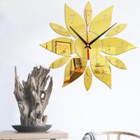 ZZOOI Self Adhesive Sunflower Mirror Wall Clock Sticker Modern Design 3D Decorative Clock Suitable For Living Room Bedroom Home Decor