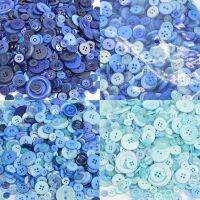 HOT 600 pcs 2-holes /4-holes Round plastic button blue series mixed resin buttons accessories for clothes